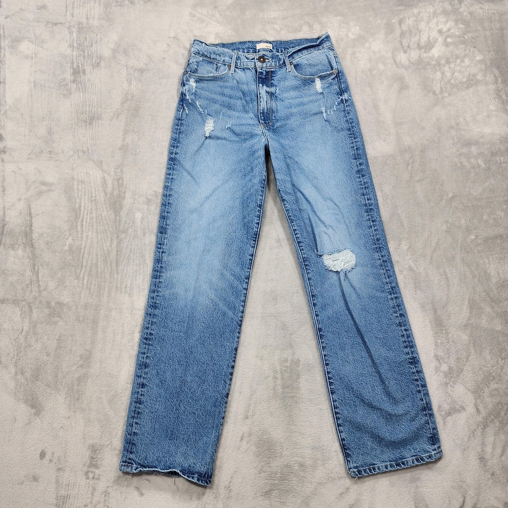 Edyson Jeans Womens 27 Blue Vincent High Rise Long Wide‎ Leg Distressed Stretch
